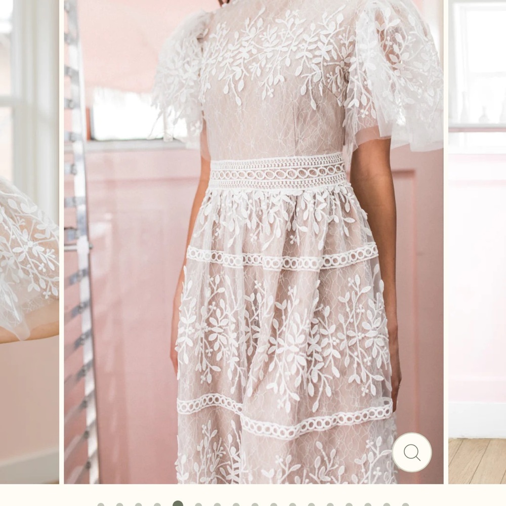 Ivy City Co White Lace Midi Dress - Picture 5 of 11